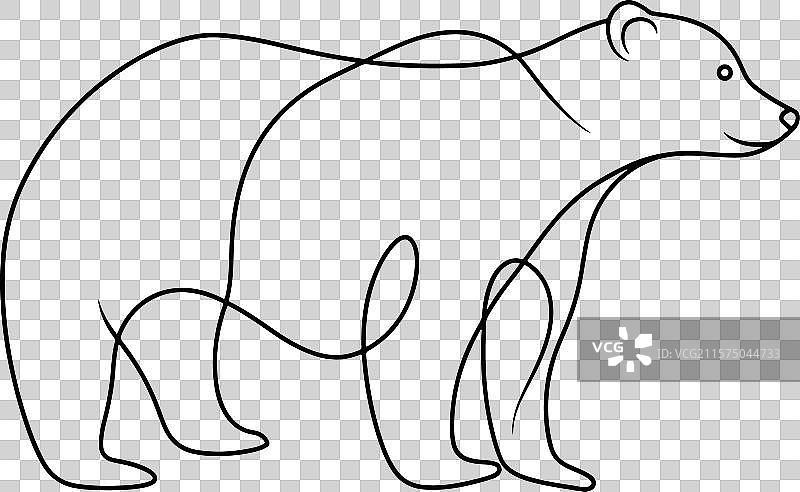 白色背景上的极地熊连续线条艺术图片素材