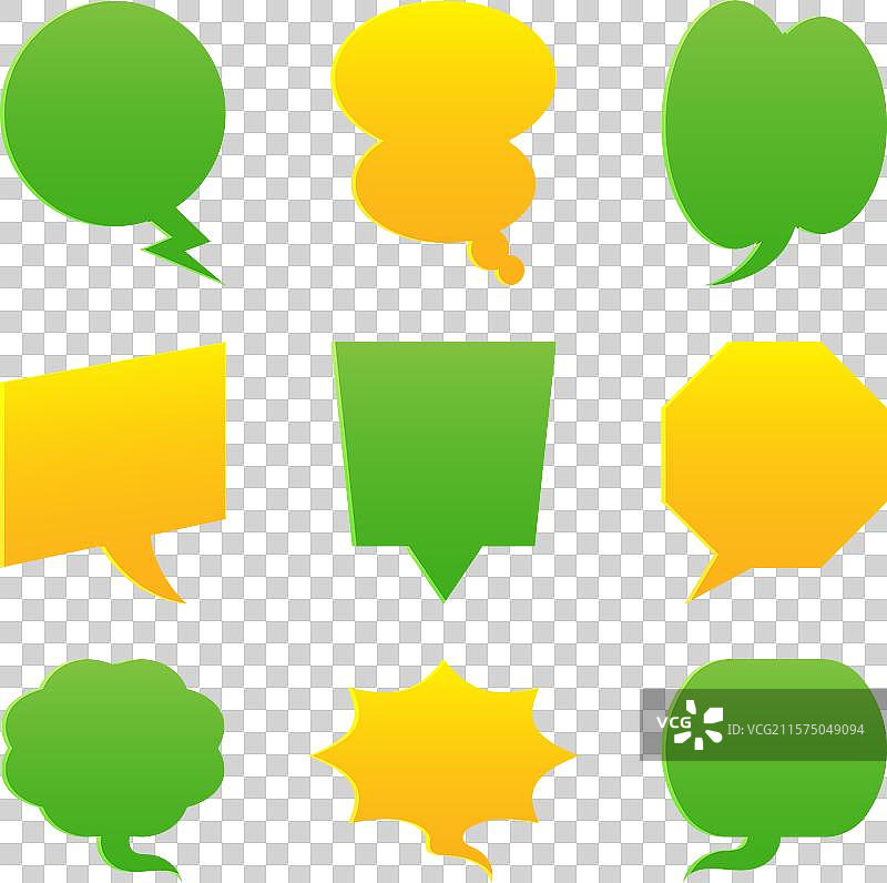 一组绿色和黄色的对话气泡图片素材