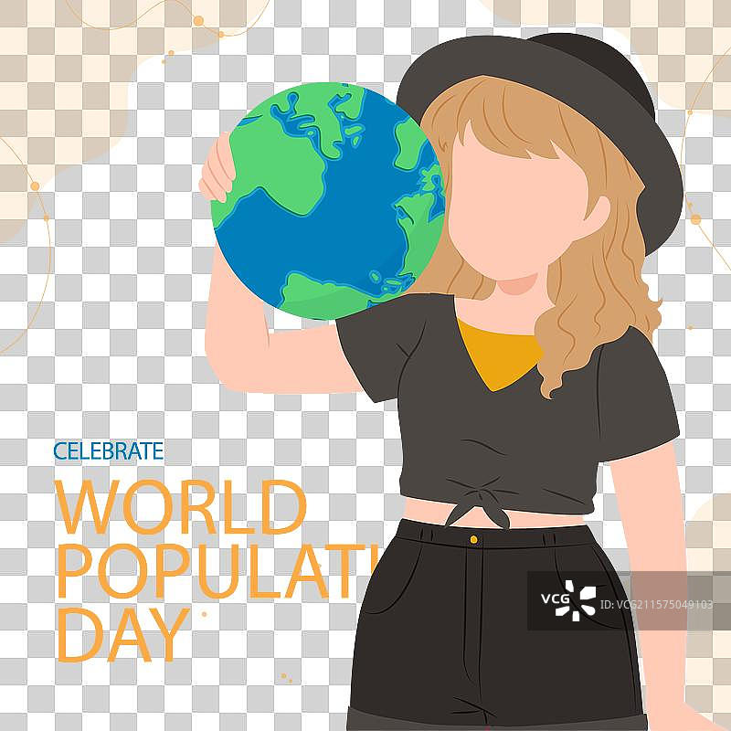 在图中，一位女性站着，手中拿着一个……图片素材