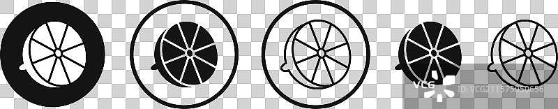 黑色填充和轮廓风格的柑橘图标集图片素材