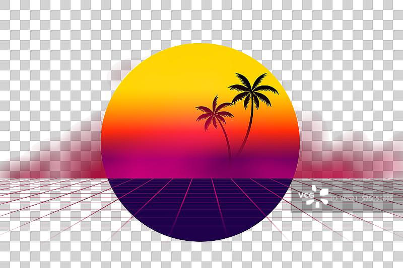 复古风格的数字科幻风景背景图片素材