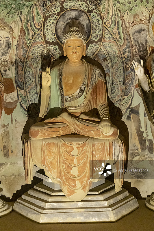 北京展览馆“如是莫高”敦煌艺术大展：莫高窟第45窟【复制，盛唐。此窟为莫高窟唐代代表性洞窟之一】图片素材