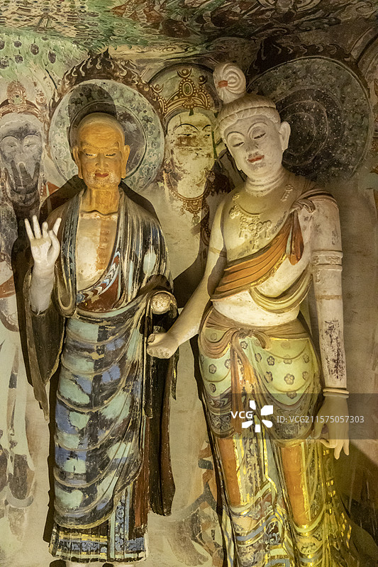 北京展览馆“如是莫高”敦煌艺术大展：莫高窟第45窟【复制，盛唐。此窟为莫高窟唐代代表性洞窟之一】图片素材