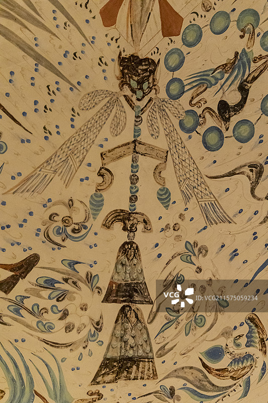 北京展览馆“如是莫高”敦煌艺术大展：莫高窟第285窟【复制，西魏。是早期莫高窟唯一有确凿纪年的洞窟】图片素材