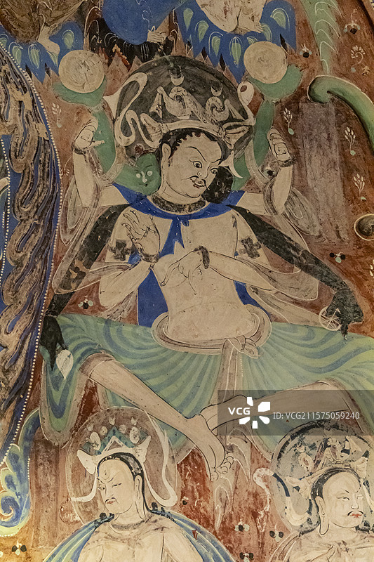 北京展览馆“如是莫高”敦煌艺术大展：莫高窟第285窟【复制，西魏。是早期莫高窟唯一有确凿纪年的洞窟】图片素材