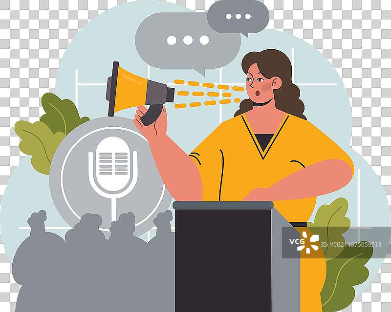 自信女性在公共演讲中发言图片素材