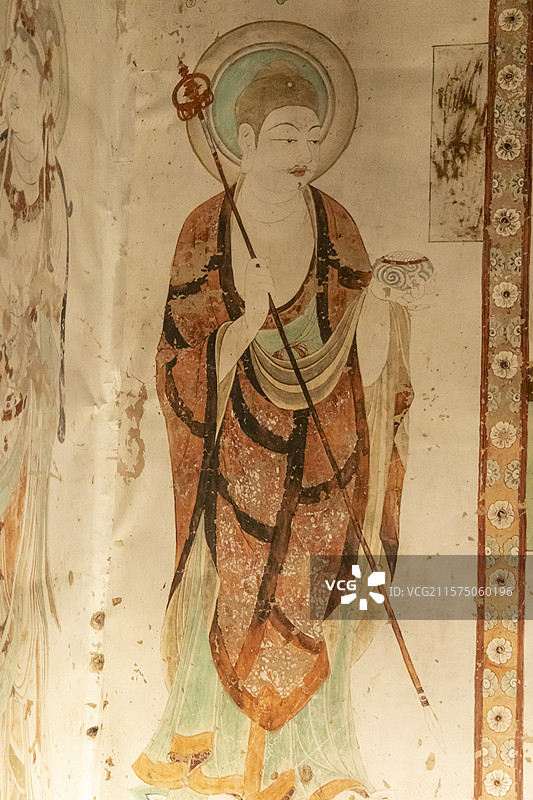 北京展览馆“如是莫高”敦煌艺术大展：榆林窟第25窟【复制，中唐。此窟为吐蕃统治敦煌时代的代表性洞窟】图片素材