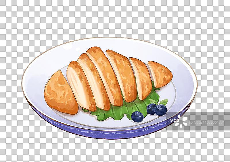 鸡排美食手绘风格插画元素图片素材