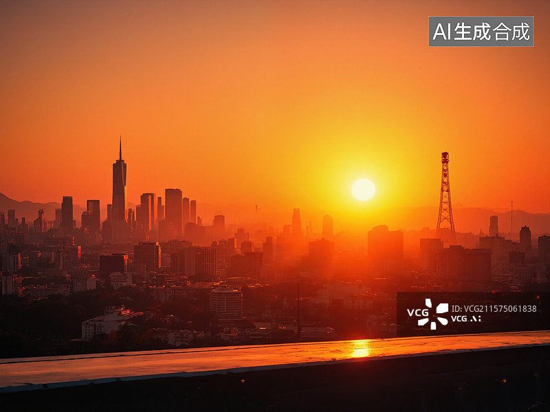 【AI数字艺术】城市夕阳美景图片素材