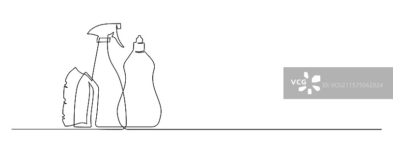 清洁服务的一笔连续线条画图片素材