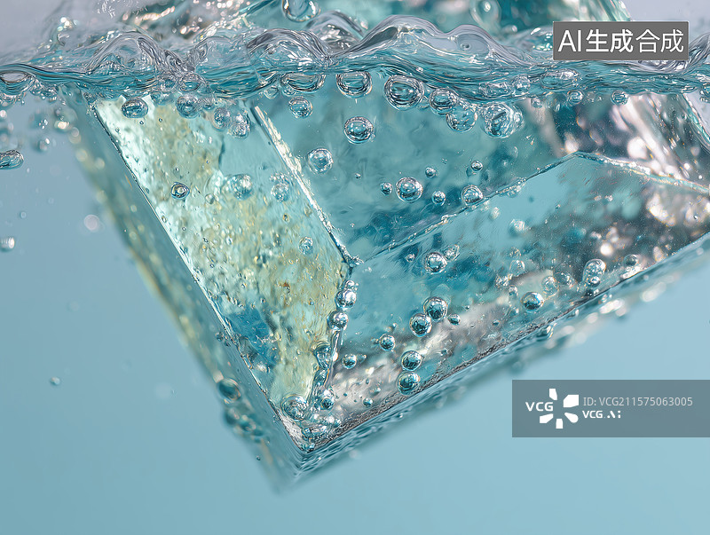 【AI数字艺术】液膜包裹冰晶动态纯净图图片素材