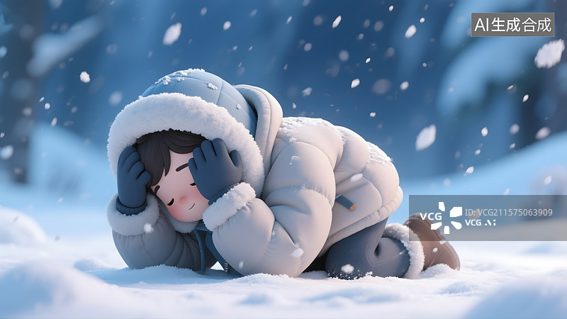 【AI数字艺术】雪中暖饮的冬日童话小寒图片素材