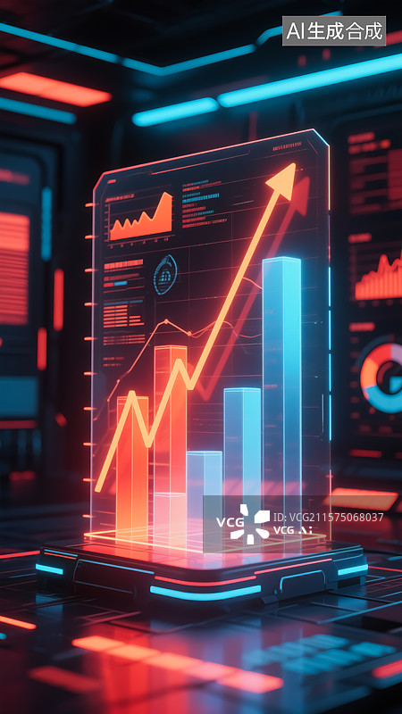 【AI数字艺术】数据图表概念三维插画图片素材