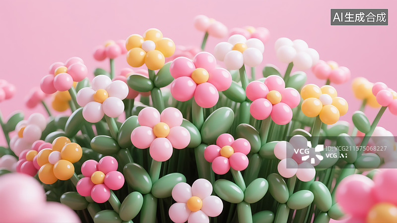 【AI数字艺术】气球花三维插画图片素材