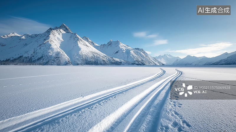 【AI数字艺术】雪地越野滑雪道图片素材