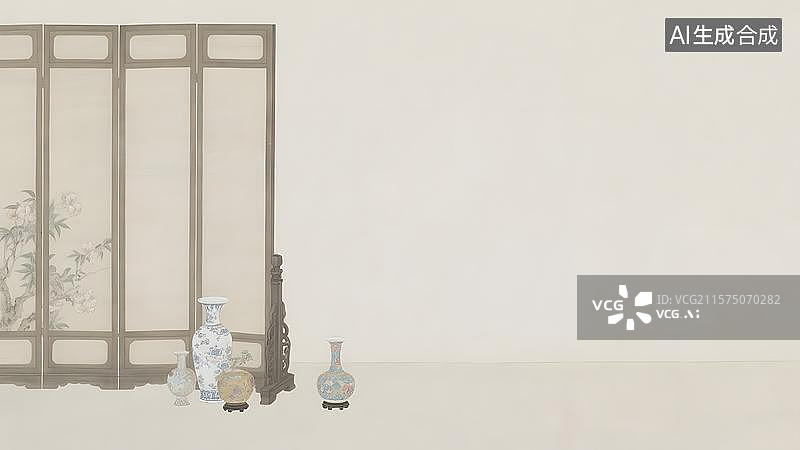 【AI数字艺术】水墨画居左图片素材