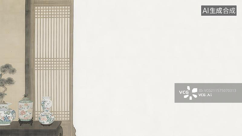 【AI数字艺术】水墨画居左图片素材