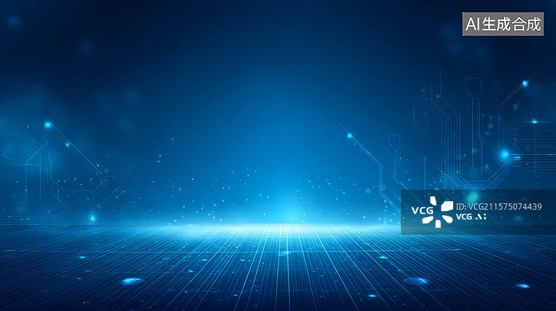 【AI数字艺术】科技未来蓝色空间图片素材