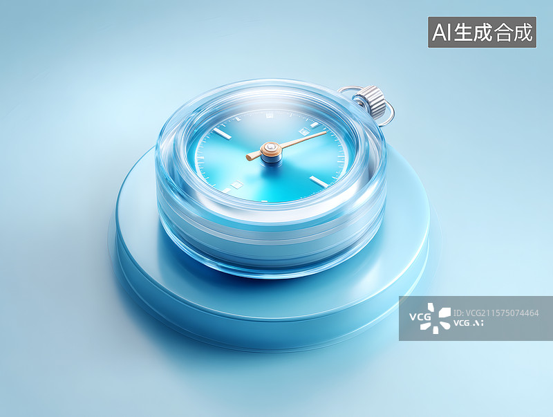【AI数字艺术】透明蓝色计时器图片素材