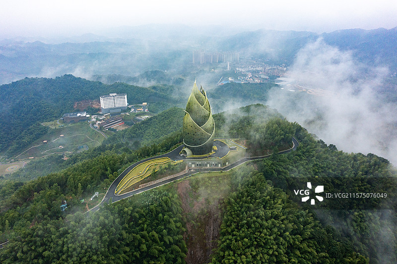 航拍湖南桃江桃花江竹海风光图片素材