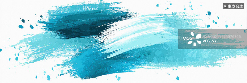 【AI数字艺术】带有白色飞溅的蓝色笔触 水彩画图片素材