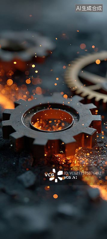 【AI数字艺术】中间有孔的齿轮的特写图片素材