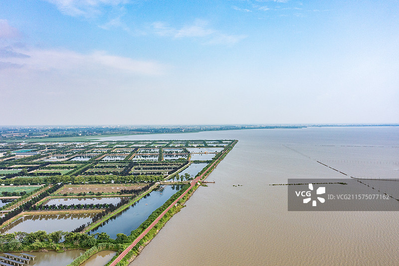 航拍湖南南洞庭湖大通湖图片素材