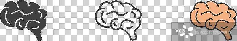 大脑图标集 人类记忆符号 神经学标志图片素材