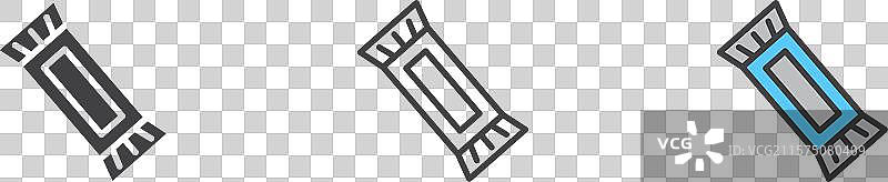 黑色填充和轮廓风格的糖果棒图标集图片素材