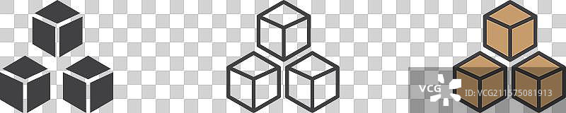立方体线条图标集图片素材