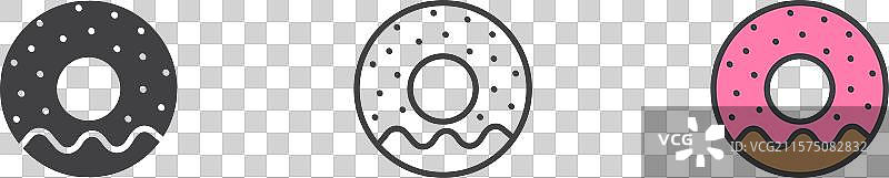 黑色填充和轮廓风格的甜甜圈图标集图片素材