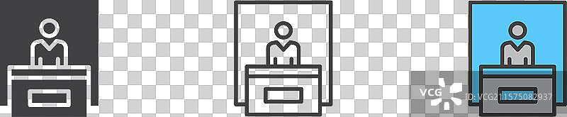 展商图标集，黑色填充和轮廓风格图片素材