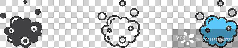 泡沫图标集，黑色填充和轮廓风格图片素材