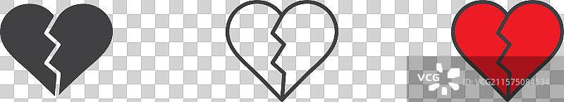 心形裂纹线条图标集图片素材