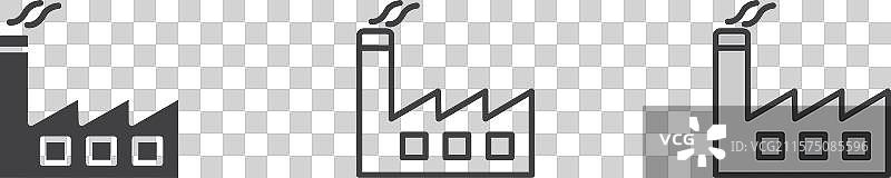 工业图标集，黑色填充和轮廓风格图片素材