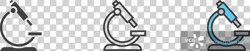 显微镜线条图标集图片素材