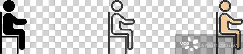 人物座位线条图标集图片素材