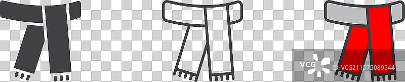 黑色填充和轮廓风格的围巾图标集图片素材