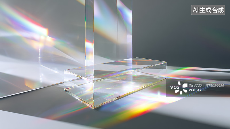 【AI数字艺术】光通过棱镜产生彩虹色散效果图片素材