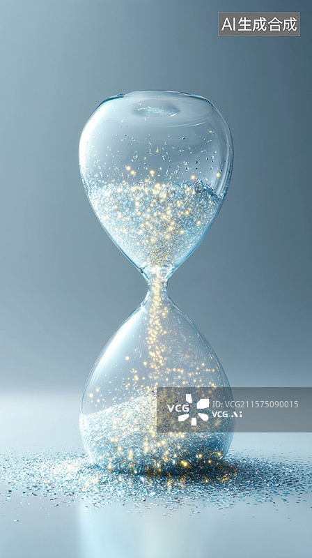 【AI数字艺术】沙漏中的闪烁时光图片素材