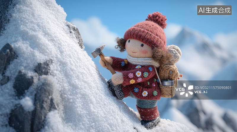 【AI数字艺术】雪地探险的布偶女孩图片素材