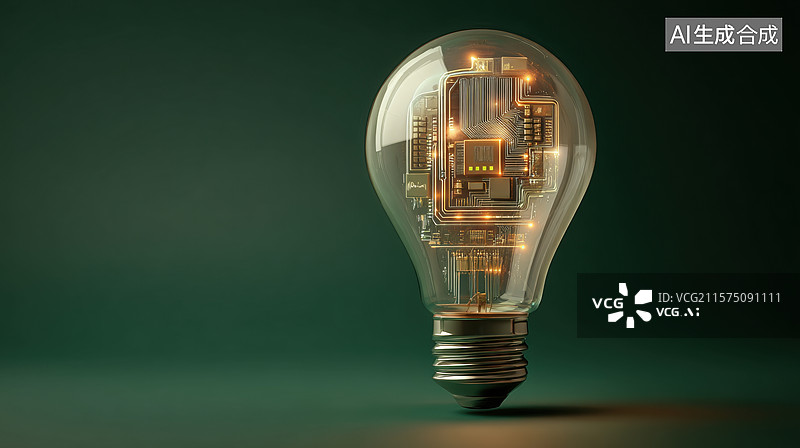 【AI数字艺术】电路板灯泡创意设计图片素材