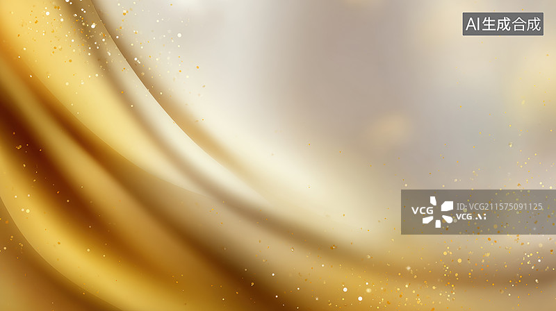 【AI数字艺术】金色流线与光斑的抽象背景图片素材
