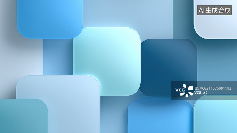 【AI数字艺术】蓝色渐变方块抽象背景图片素材