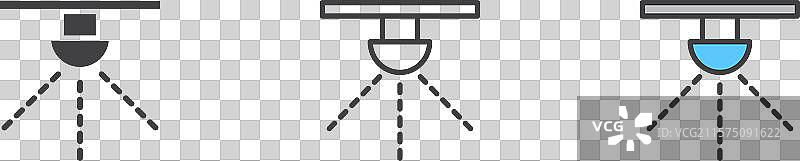 喷头图标集，黑色填充和轮廓风格图片素材