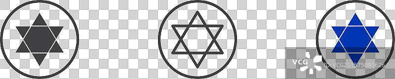 大卫之星线条图标集图片素材