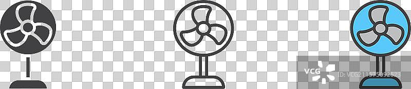 桌扇图标集，黑色填充和轮廓风格图片素材