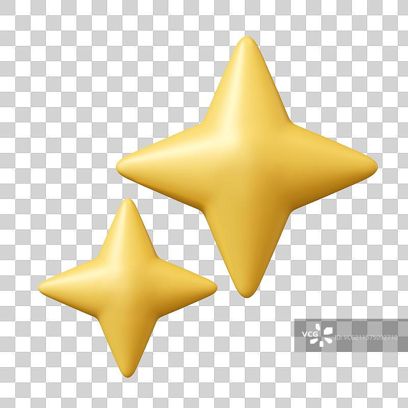 闪亮的星星装饰点缀3D卡通插画元素图片素材