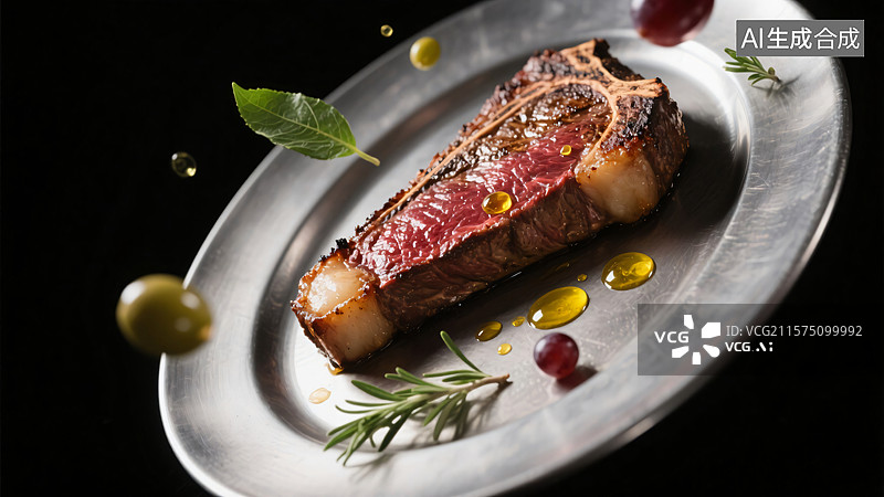 【AI数字艺术】诱人牛排的神秘盛宴图片素材