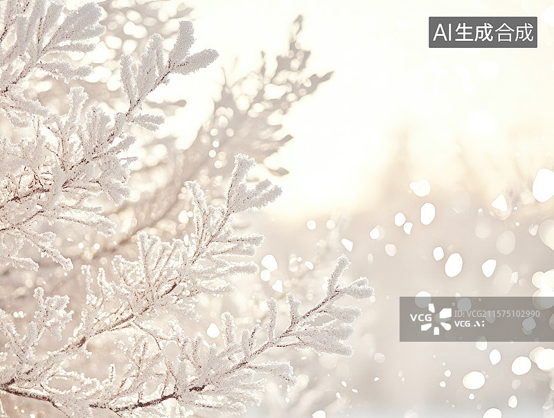 【AI数字艺术】宁静积雪雪松逆光凝固静谧瞬间晶莹雪花空调家电中央空调广告高级美感素材商业背景洁氧湿温静柔风图片素材